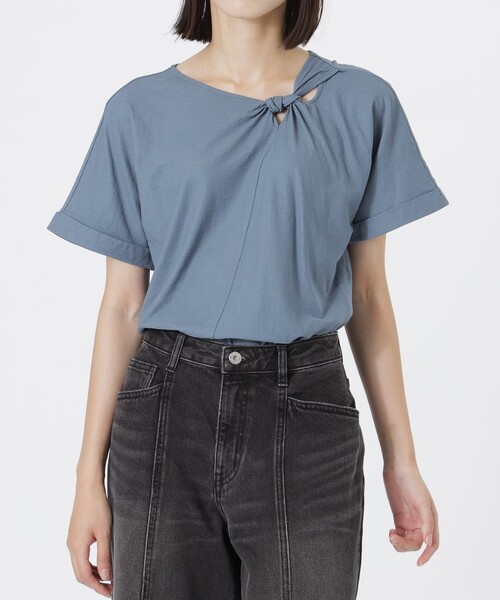 LOVELESS(ラブレス)の「フロントノットTシャツ(Tシャツ/カットソー・レディース・ブルー系その他3/ブラック/オフホワイト・36)」の3枚目の写真