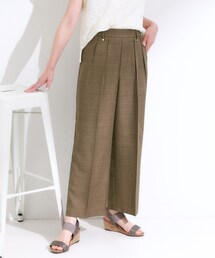 DRESKIP | 【S-LL/洗濯後しわになりにくい】ゴールドパーツできれい見え 麻調タックワイドパンツ(その他パンツ)