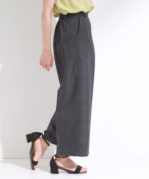 DRESKIP（ドレスキップ）の「【S-LL/洗濯後しわになりにくい】ゴールドパーツできれい見え 麻調タックワイドパンツ（その他パンツ・レディース・ダークブラウン/ブルー/チャコールグレー・02/01/04/03）」の5枚目の写真