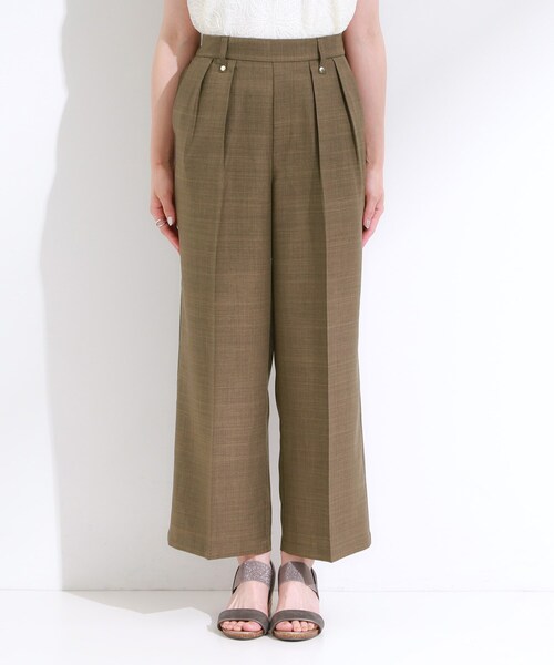 DRESKIP（ドレスキップ）の「【S-LL/洗濯後しわになりにくい】ゴールドパーツできれい見え 麻調タックワイドパンツ（その他パンツ・レディース・ダークブラウン/ブルー/チャコールグレー・02/01/04/03）」の16枚目の写真