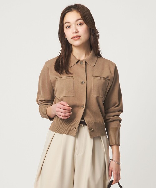 green label relaxing（グリーンレーベルリラクシング）の「ポロニット カーディガン ウォッシャブル（カーディガン/ボレロ・レディース・ブラック/ベージュ/グレー/ライトグレー/モカ・FREE）」の5枚目の写真