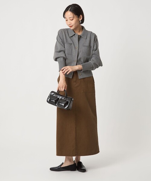 green label relaxing（グリーンレーベルリラクシング）の「ポロニット カーディガン ウォッシャブル（カーディガン/ボレロ・レディース・ブラック/ベージュ/グレー/ライトグレー/モカ・FREE）」の12枚目の写真