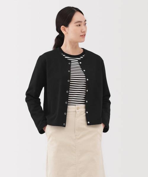 無印良品（ムジルシリョウヒン）の「婦人　裏毛スウェットカーディガン（カーディガン/ボレロ・レディース・ライトブルー/ブラック/チャコールグレー/オフホワイト・L/M/S/XL）」の2枚目の写真