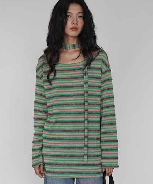 d.i.a.  ダイア【ストライプホルタートップス】 セール】タイ付きボーダートップス EM25a038【EIGHTHMONTH】（Tシャツ