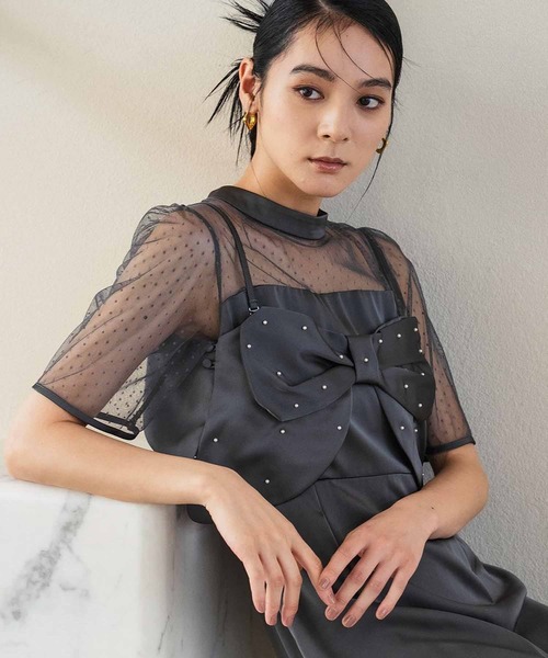 girl(ガール)の「ドットリボンビスチェ マルチway ドレス 2点セット 結婚式 ワンピース パーティードレス オケージョンドレス お呼ばれ 二次会 成人式 同窓会 謝恩会(ドレス・レディース・ブラウン/モカ/グレー/ブラック・S/M/L/2L)」の15枚目の写真