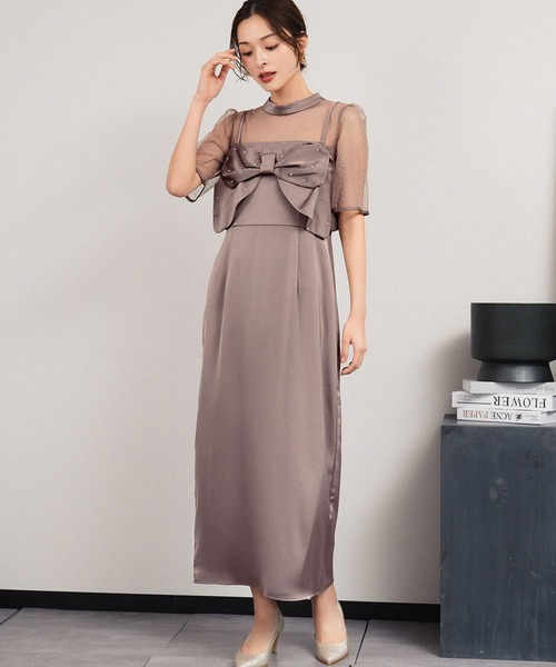 girl(ガール)の「ドットリボンビスチェ マルチway ドレス 2点セット 結婚式 ワンピース パーティードレス オケージョンドレス お呼ばれ 二次会 成人式 同窓会 謝恩会(ドレス・レディース・ブラウン/モカ/グレー/ブラック・S/M/L/2L)」の5枚目の写真