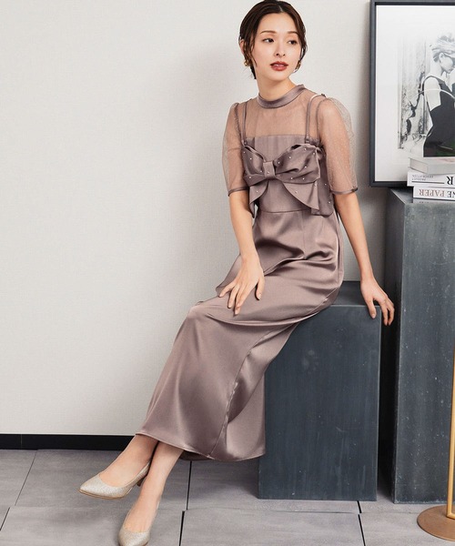 girl(ガール)の「ドットリボンビスチェ マルチway ドレス 2点セット 結婚式 ワンピース パーティードレス オケージョンドレス お呼ばれ 二次会 成人式 同窓会 謝恩会(ドレス・レディース・ブラウン/モカ/グレー/ブラック・S/M/L/2L)」の6枚目の写真
