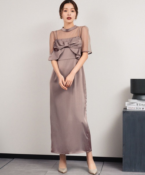 girl(ガール)の「ドットリボンビスチェ マルチway ドレス 2点セット 結婚式 ワンピース パーティードレス オケージョンドレス お呼ばれ 二次会 成人式 同窓会 謝恩会(ドレス・レディース・ブラウン/モカ/グレー/ブラック・S/M/L/2L)」の7枚目の写真