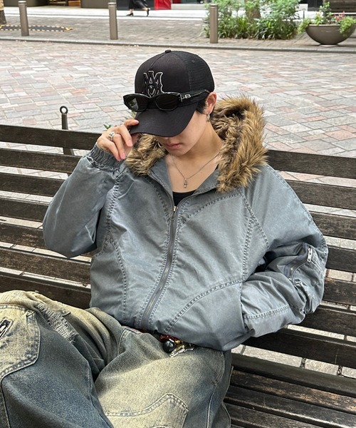 ADAMASTE（アダマスト）の「vintage make short fur jacket - ヴィンテージメイクショートファージャケット（ブルゾン・メンズ・シルバー/カーキ・MEDIUM/LARGE）」の16枚目の写真