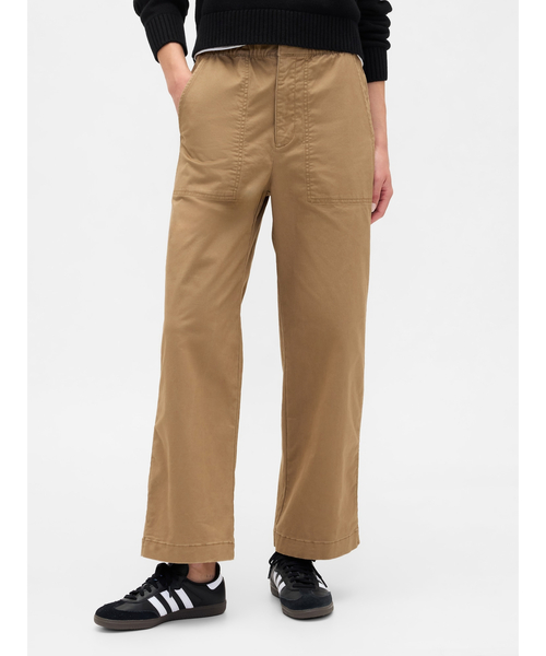 GAP（ギャップ）の「ハイライズ プリント イージーウエスト ワイド カーキパンツ（チノパンツ・レディース・ベージュ/ブラック・XS/S/XXS/M/L）」の2枚目の写真