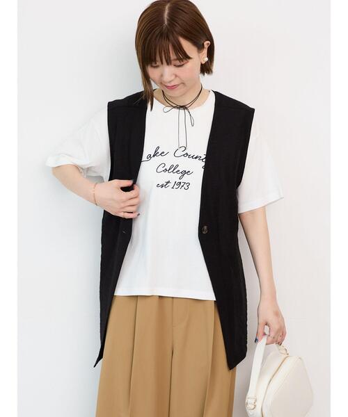 Lugnoncure（ルノンキュール）の「ベルト付き麻調ジレ（ベスト・レディース・ブラック/ブラウン・F）」の2枚目の写真