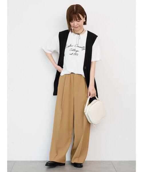 Lugnoncure（ルノンキュール）の「ベルト付き麻調ジレ（ベスト・レディース・ブラック/ブラウン・F）」の6枚目の写真