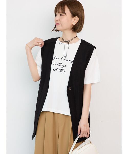 Lugnoncure（ルノンキュール）の「ベルト付き麻調ジレ（ベスト・レディース・ブラック/ブラウン・F）」の8枚目の写真