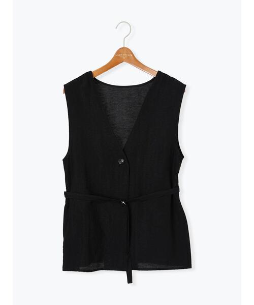 Lugnoncure（ルノンキュール）の「ベルト付き麻調ジレ（ベスト・レディース・ブラック/ブラウン・F）」の11枚目の写真