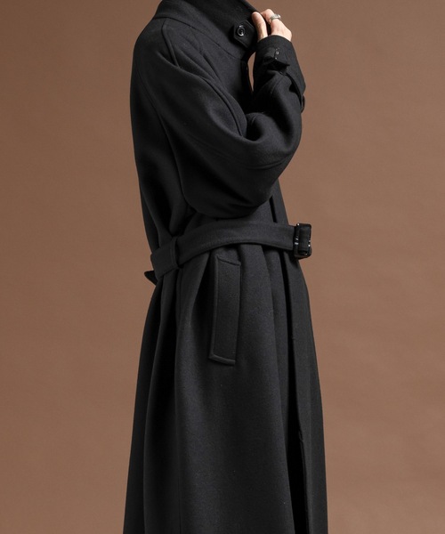 CASPER JOHN(キャスパージョン)の「Wool melton bal collar coat / ウールメルトンバルカラーコート(ステンカラーコート・メンズ・ベージュ/カーキ/ブラック・LARGE/X-SMALL/MEDIUM/SMALL)」の4枚目の写真