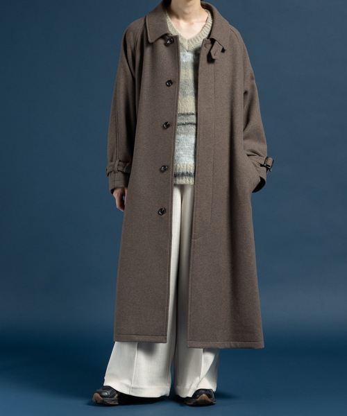 CASPER JOHN(キャスパージョン)の「Wool melton bal collar coat / ウールメルトンバルカラーコート(ステンカラーコート・メンズ・ベージュ/カーキ/ブラック・LARGE/X-SMALL/MEDIUM/SMALL)」の9枚目の写真