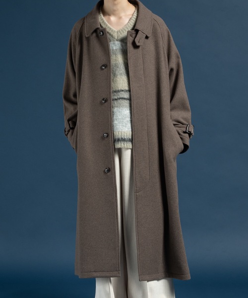 CASPER JOHN(キャスパージョン)の「Wool melton bal collar coat / ウールメルトンバルカラーコート(ステンカラーコート・メンズ・ベージュ/カーキ/ブラック・LARGE/X-SMALL/MEDIUM/SMALL)」の8枚目の写真