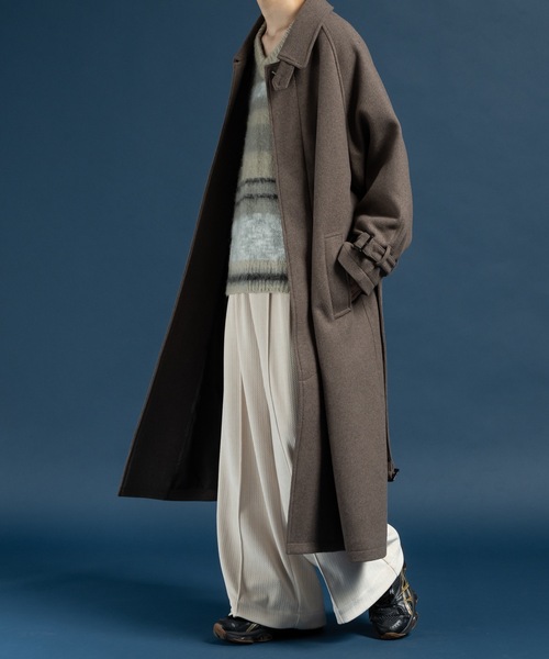 CASPER JOHN(キャスパージョン)の「Wool melton bal collar coat / ウールメルトンバルカラーコート(ステンカラーコート・メンズ・ベージュ/カーキ/ブラック・LARGE/X-SMALL/MEDIUM/SMALL)」の12枚目の写真