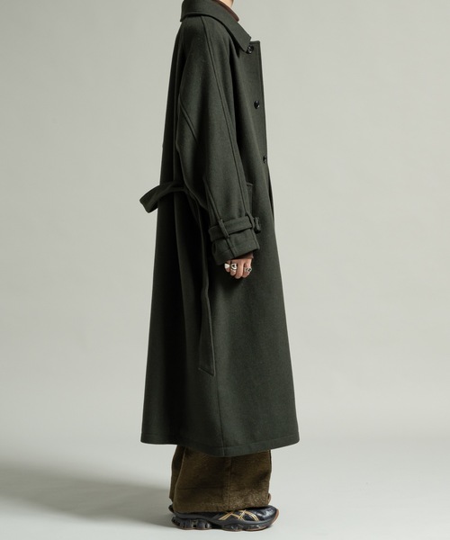 CASPER JOHN(キャスパージョン)の「Wool melton bal collar coat / ウールメルトンバルカラーコート(ステンカラーコート・メンズ・ベージュ/カーキ/ブラック・LARGE/X-SMALL/MEDIUM/SMALL)」の16枚目の写真