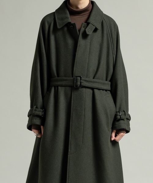 CASPER JOHN(キャスパージョン)の「Wool melton bal collar coat / ウールメルトンバルカラーコート(ステンカラーコート・メンズ・ベージュ/カーキ/ブラック・LARGE/X-SMALL/MEDIUM/SMALL)」の14枚目の写真