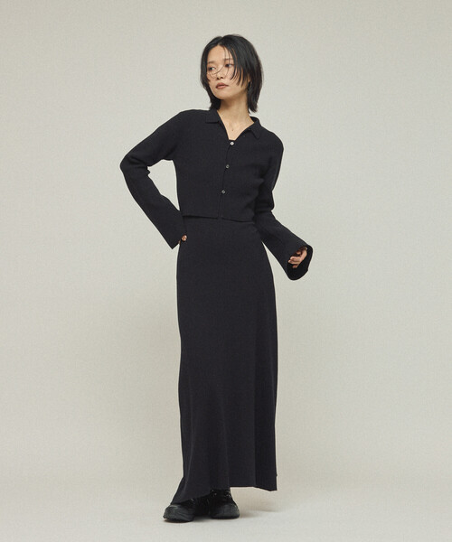 Firsthand（ファーストハンド）の「Firsthand/ファーストハンド 機能性素材 シルク入り ニットアンサンブルワンピース / 抗ピル / マシンウォッシャブル（ワンピース・レディース・ブラック/グレー・ﾌﾘ-）」の5枚目の写真