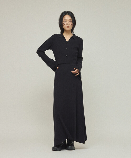 Firsthand（ファーストハンド）の「Firsthand/ファーストハンド 機能性素材 シルク入り ニットアンサンブルワンピース / 抗ピル / マシンウォッシャブル（ワンピース・レディース・ブラック/グレー・ﾌﾘ-）」の8枚目の写真