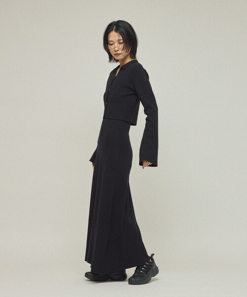 Firsthand（ファーストハンド）の「Firsthand/ファーストハンド 機能性素材 シルク入り ニットアンサンブルワンピース / 抗ピル / マシンウォッシャブル（ワンピース・レディース・ブラック/グレー・ﾌﾘ-）」の9枚目の写真