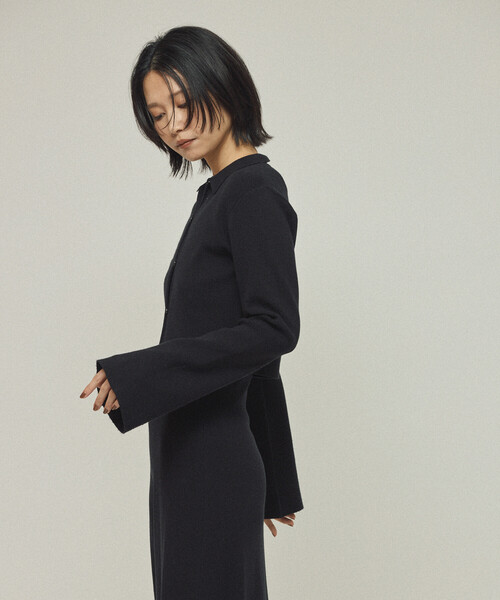 Firsthand（ファーストハンド）の「Firsthand/ファーストハンド 機能性素材 シルク入り ニットアンサンブルワンピース / 抗ピル / マシンウォッシャブル（ワンピース・レディース・ブラック/グレー・ﾌﾘ-）」の13枚目の写真