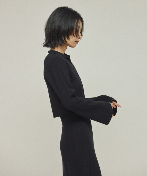 Firsthand（ファーストハンド）の「Firsthand/ファーストハンド 機能性素材 シルク入り ニットアンサンブルワンピース / 抗ピル / マシンウォッシャブル（ワンピース・レディース・ブラック/グレー・ﾌﾘ-）」の15枚目の写真