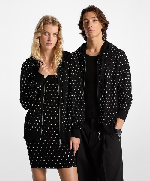 MICHAEL KORS(マイケルコース)の「ユニセックス グロメット ウール ジップアップ フーディー(パーカー・メンズ・ブラック・M/S/XS/L)」の1枚目の写真