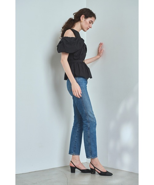 Estella.K(エステラケー)の「Delina Belted Top リブ&タフタTOP(Tシャツ/カットソー・レディース・ホワイト/ブラック・FREE)」の19枚目の写真