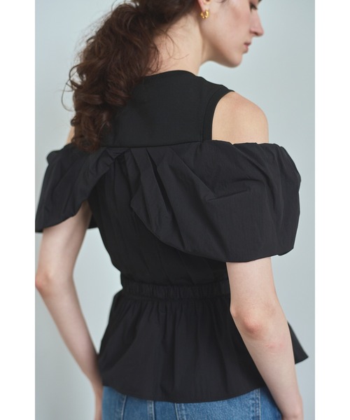 Estella.K(エステラケー)の「Delina Belted Top リブ&タフタTOP(Tシャツ/カットソー・レディース・ホワイト/ブラック・FREE)」の17枚目の写真