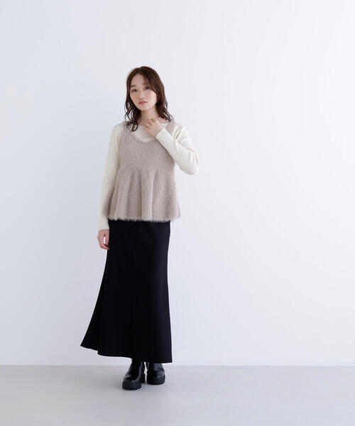 【美品】ペプラムプリーツニット Re:EDIT ニット セーター 「STORYコラボ」「洗濯機で洗える