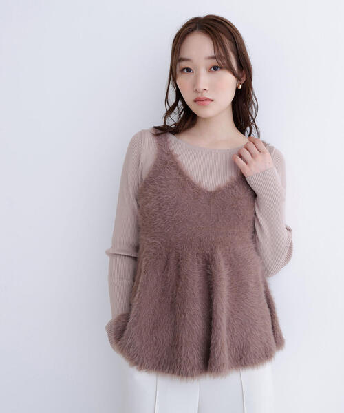 ◇ヘアリーペプラムキャミセットニット（ニット/セーター