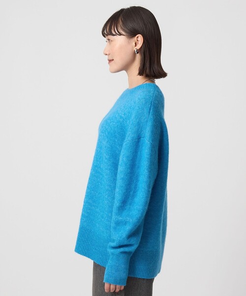 YLEVE アルパカ ブレンド ニット カシミヤ混 F ブルー セール】アルパカブレンド クルーネック プルオーバー ニット（ニット