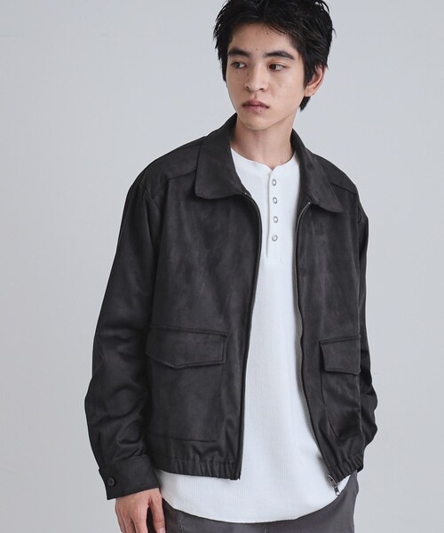 tk.TAKEO KIKUCHI(ティーケータケオキクチ)の「フェイクスエードシャツアウター(ブルゾン・メンズ・ブラック/ライトグレー/ダークブラウン・03/02/01)」の15枚目の写真