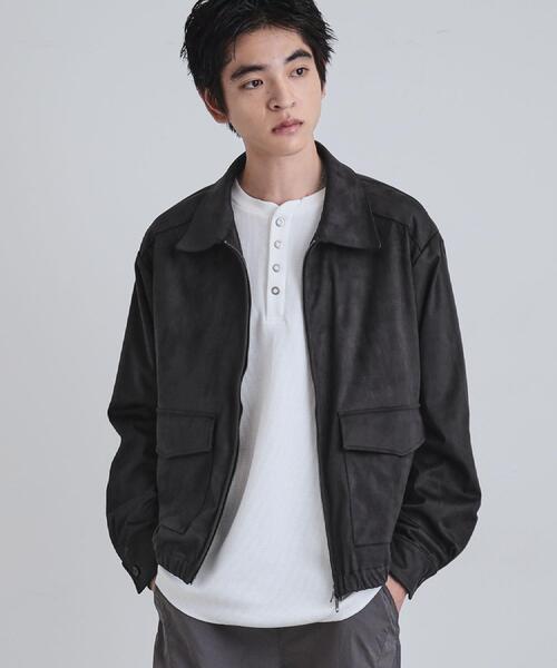 tk.TAKEO KIKUCHI(ティーケータケオキクチ)の「フェイクスエードシャツアウター(ブルゾン・メンズ・ブラック/ライトグレー/ダークブラウン・03/02/01)」の2枚目の写真