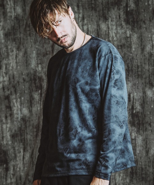 NO ID.（ノーアイディ）の「【NO ID.】Uneven Print Thermal Pullover / Uneven プリント サーマル プルオーバー（Tシャツ/カットソー・メンズ・ブラック/アイボリー・ONE SIZE）」の2枚目の写真