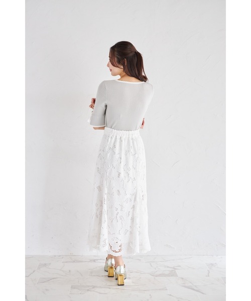 tocco closet(トッコ クローゼット)の「リボン付きスカラップバイカラーニットプルオーバー(ニット/セーター・レディース・オフホワイト/グレー/ベージュ・M)」の12枚目の写真