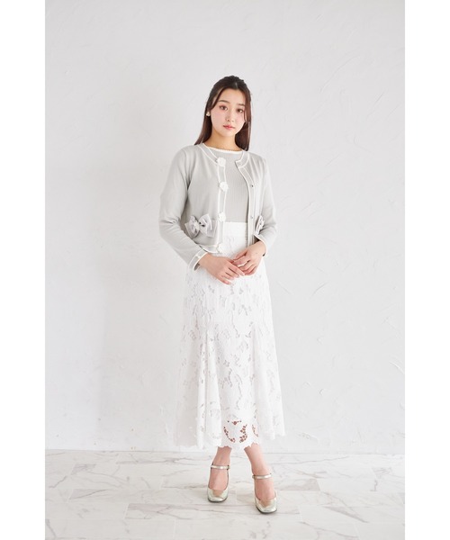 tocco closet(トッコ クローゼット)の「リボン付きスカラップバイカラーニットプルオーバー(ニット/セーター・レディース・オフホワイト/グレー/ベージュ・M)」の17枚目の写真
