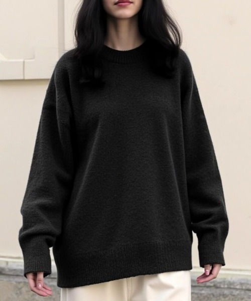 cammie（キャミー）の「ドロップショルダーシンプルニット（ニット/セーター・レディース・ベージュ/アイボリー/グレー/ブラック・F）」の2枚目の写真