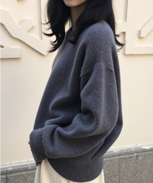 cammie（キャミー）の「ドロップショルダーシンプルニット（ニット/セーター・レディース・ベージュ/アイボリー/グレー/ブラック・F）」の22枚目の写真
