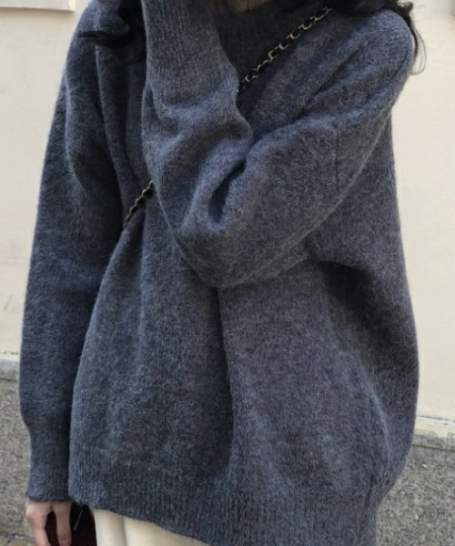 cammie（キャミー）の「ドロップショルダーシンプルニット（ニット/セーター・レディース・ベージュ/アイボリー/グレー/ブラック・F）」の14枚目の写真