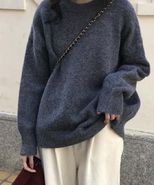 cammie（キャミー）の「ドロップショルダーシンプルニット（ニット/セーター・レディース・ベージュ/アイボリー/グレー/ブラック・F）」の16枚目の写真