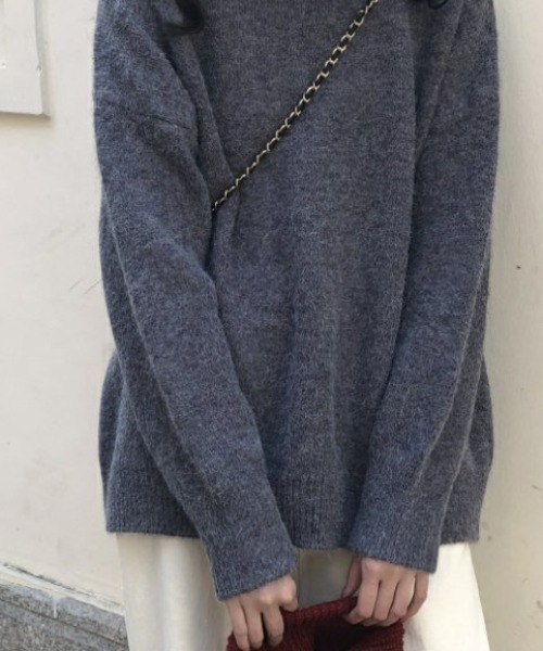 cammie（キャミー）の「ドロップショルダーシンプルニット（ニット/セーター・レディース・ベージュ/アイボリー/グレー/ブラック・F）」の18枚目の写真