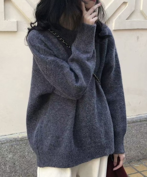 cammie（キャミー）の「ドロップショルダーシンプルニット（ニット/セーター・レディース・ベージュ/アイボリー/グレー/ブラック・F）」の21枚目の写真