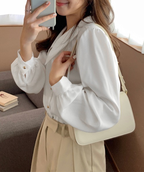 Miniministore(ミニミニストア)の「シャツブラウス ゴールドボタン ブラウス(シャツ/ブラウス・レディース・ブラック/ホワイト・FREE)」の8枚目の写真