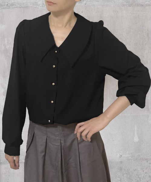 Miniministore(ミニミニストア)の「シャツブラウス ゴールドボタン ブラウス(シャツ/ブラウス・レディース・ブラック/ホワイト・FREE)」の12枚目の写真