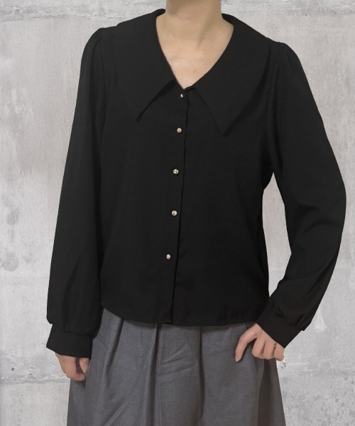 Miniministore(ミニミニストア)の「シャツブラウス ゴールドボタン ブラウス(シャツ/ブラウス・レディース・ブラック/ホワイト・FREE)」の13枚目の写真