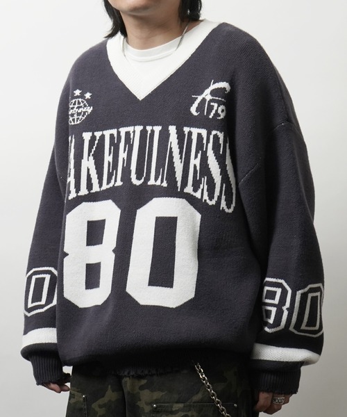 00s Y2K ppfm 平成　セーター　ニット　英字　スワッグ　swag Amazon.co.jp: メンズ クルーネック オーバーサイズ セーター Y2K 美的